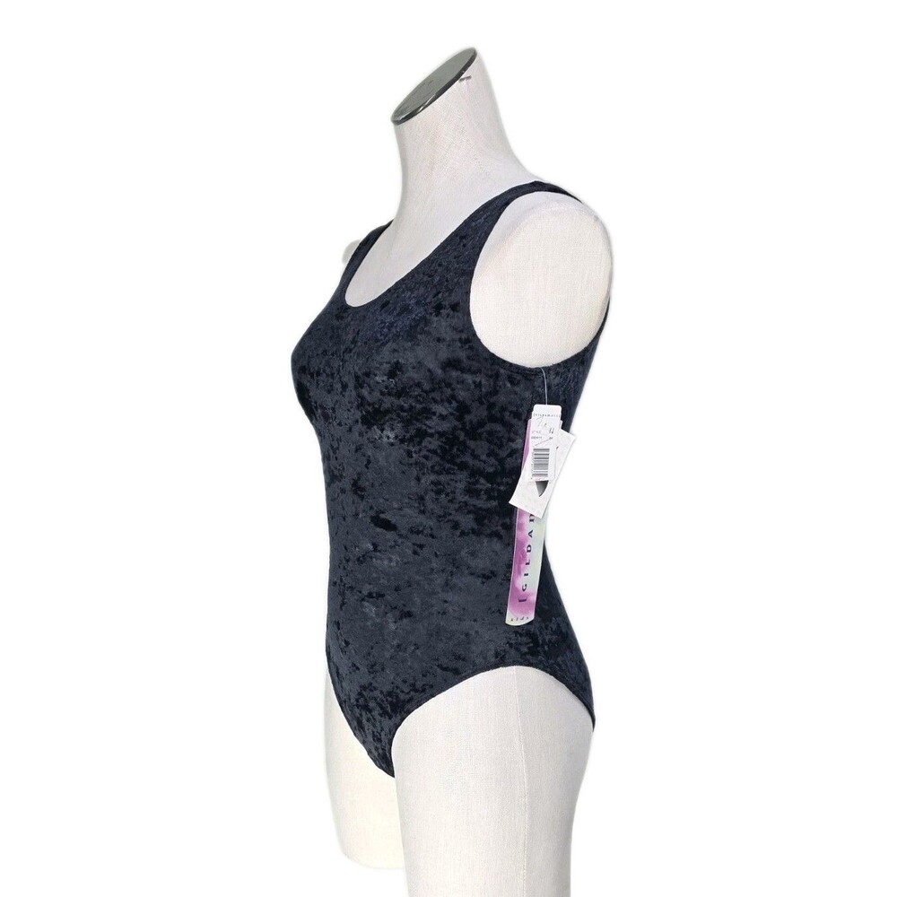 Gilda Marx VTG 90s Crushed Velvet Dance Gymnastics Leotard Adult XS (Y/J) Black